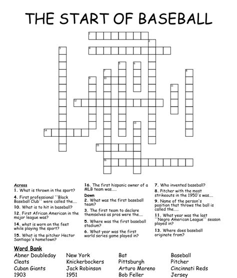The Start Of Baseball Crossword Wordmint