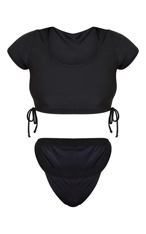Black Adjustable Tshirt Hem Bikini Top Prettylittlething