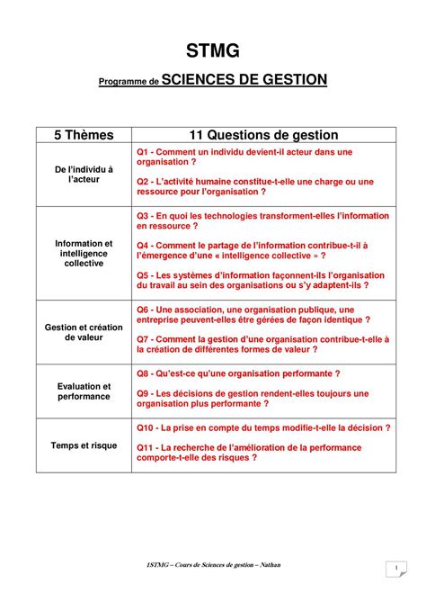 Etude De Gestion 1ère Stmg Exemple Synthese  Le Meilleur Exemple