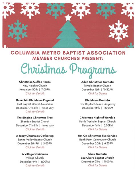 Cmba Church Christmas Programs 2018 Columbia Metro Baptist Association
