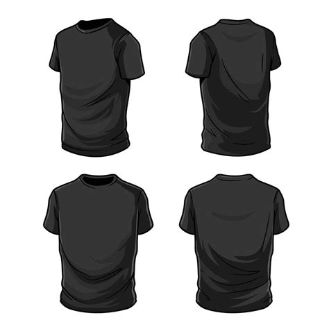 Outlined Black T Shirt Mockup With Four Side 22603604 Vector Art At