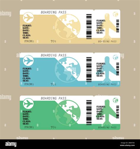 Airline Boarding Pass Ticket Set Vector Illustration In Flat Style Stock Vector Image Art Alamy