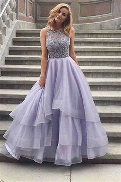 Cute Lavender Lace Organza Prom Dress Formal Dress Prom Dresses For