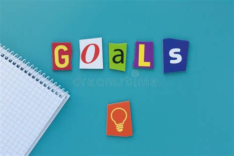 Word Goals On Blue Background Inscription Goals Of Carved Letters From