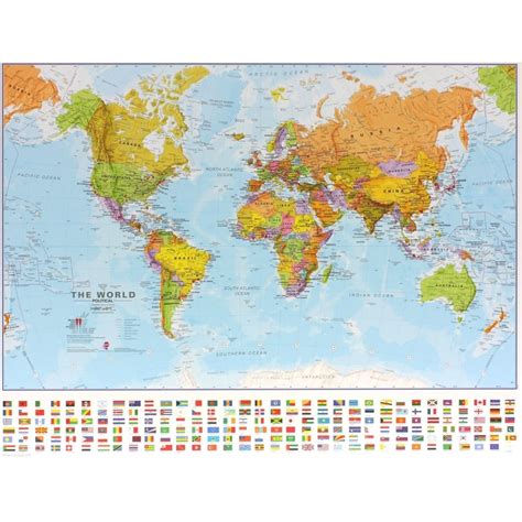 World Political Map Flags Giant Paper Poster Laminated Posters
