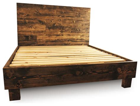 Farm Style Platform Bed Frame Dark Walnut California King Rustic Beds By Pereida Rice