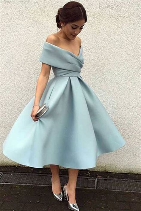 Off Shoulder Prom Dress Ball Gown Elegant Light Blue Chiffon Prom Dress Vows And Renewals