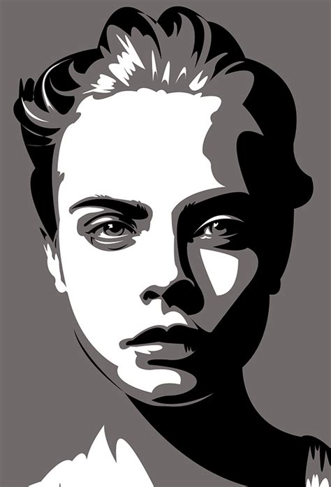 Black And White Vector Portrait At Collection Of
