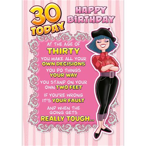 S2042 30 Sassy Girl 30th Birthday Card For A Milestone Birthday