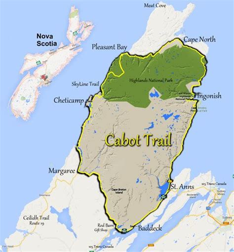 Map Of The Cabot Trail Cape Breton Nova Scitia Cape Breton Highlands