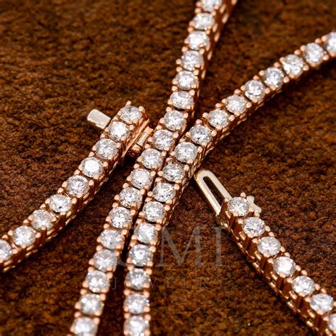 14k Rose Gold Mens Tennis Chain With 14 Ct Diamonds Omi Jewelry