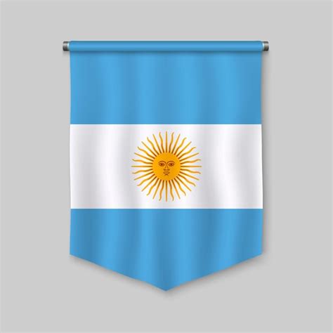 Banderín Realista 3d Con Bandera De Argentina Vector Premium