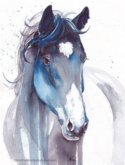 A Cold Day Of Winter Watercolor Horse Painting Watercolor Horse