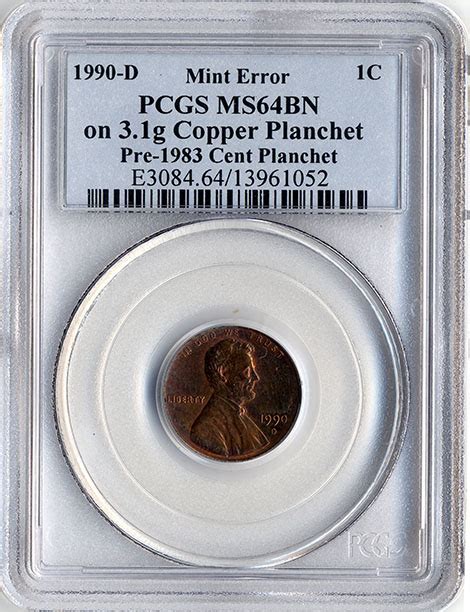 Pcgs Certifies Unique 1990 D Lincoln Cent Transitional Struck On A 31 Gram Copper Planchet Pre