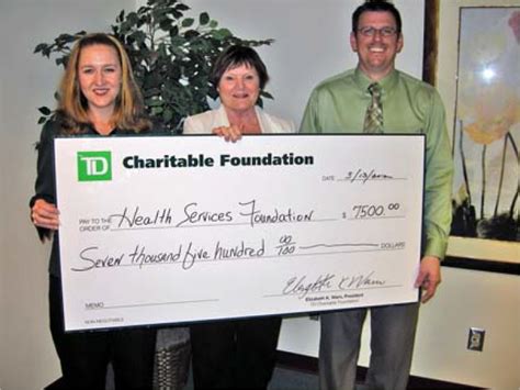 How to write a cheque td bank. TD Charitable Foundation supports Health Services Foundation | Health Services Foundation ...