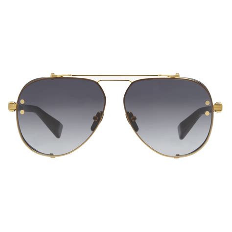 balmain black and gold tone titanium captaine sunglasses balmain eyewear avvenice