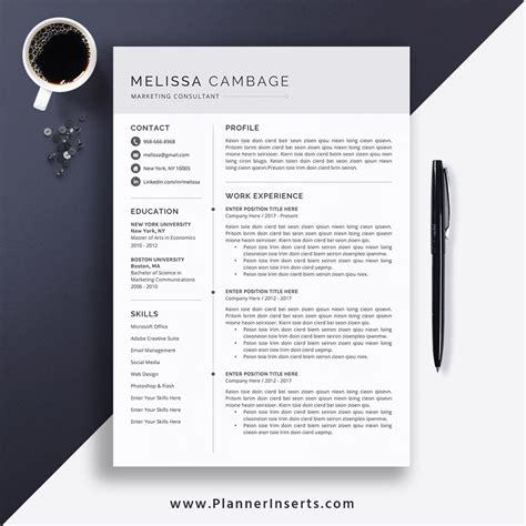 Select the most targeted resume format: Minimalist CV Template Word, Professional CV Format Design ...