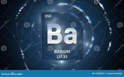Barium As Element 56 Of The Periodic Table 3d Illustration On Blue