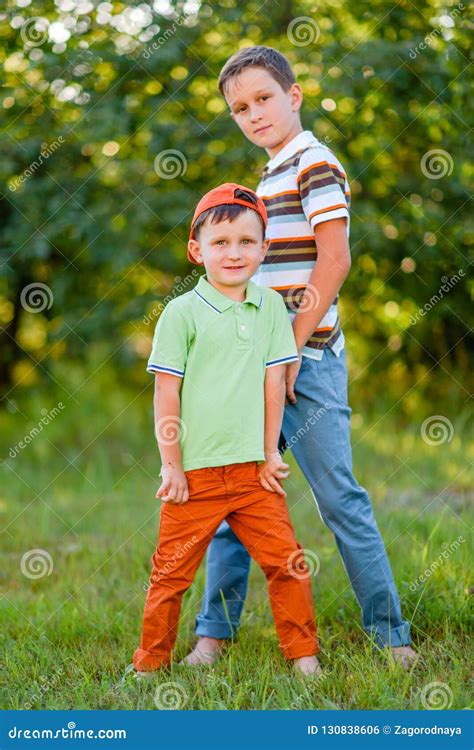 Portrait Of Two Boys In The Summer Stock Photo Image Of Little