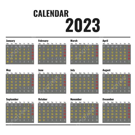 Dark Simple Calendar 2023 Minimalist Kalender Calendar 2023 Calendar