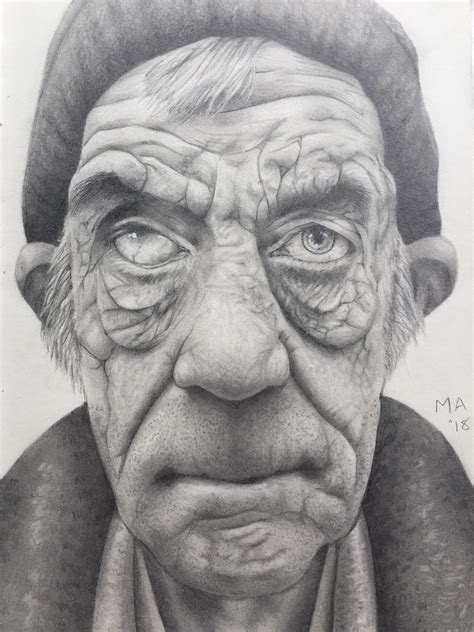 Old Man Pencil On Paper A4 Rart