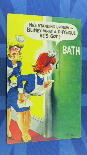 Saucy Bamforth Comic Postcard S Hotel Bathroom Keyhole Voyeur No