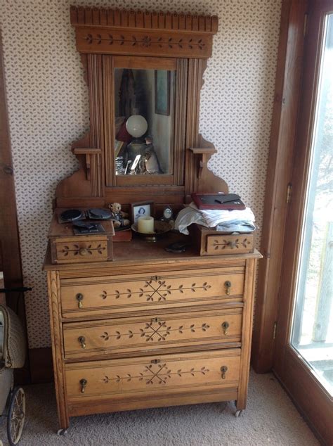 Eastlake Dresser With Mirror Porcelain Castor Wheels Photo Attached