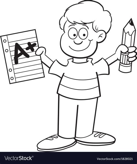 Cartoon Boy Holding A Pencil Royalty Free Vector Image