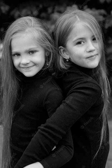 Premium Photo A Large Portrait Of Two Blonde Girls Girlfriends With Long Hair In Black Sweatshirts