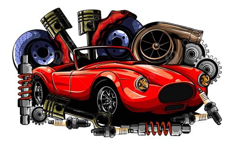Frame And Parts Of A Car Spares Illustrated In Vector Vector Canister