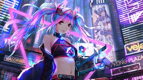 3840x2160 Anime Cyber Girl Neon City 4k Hd 4k Wallpapers Images Backgrounds Photos And Pictures