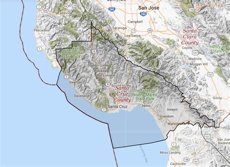Santa Cruz County California Map Map Of World