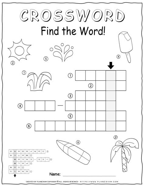 Summer Crossword Puzzles For Kids Tree Valley Academy Summer