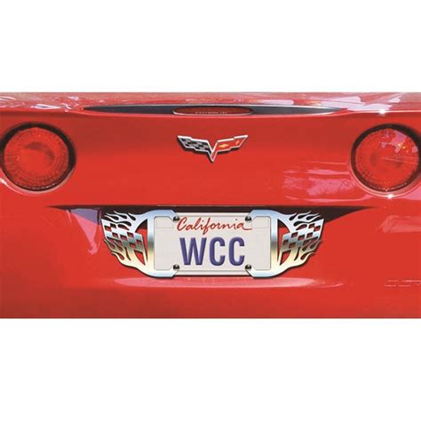 Corvette Flags And Flames Stainless Steel License Plate Frame C6 200