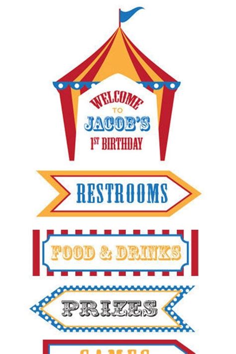 Dumbo Circus Personalized Birthday Directional Sign Printable