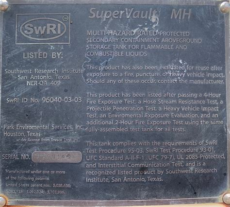 Used Swri Supervault Mh Diesel Fuel Tank 300146