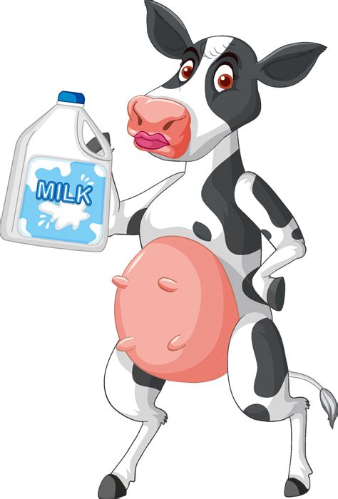 Dairy Cow Standing On Two Legs Cartoon Character Vector Art At