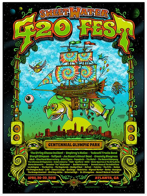 Fall out boy, kendrick lamar, kings of leon Sweetwater 420 Fest poster 2018 : Scraped Knee
