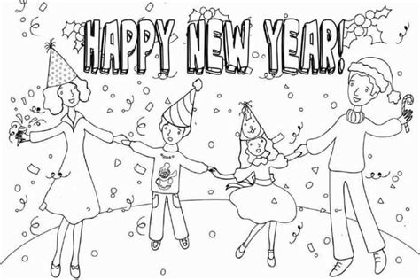 Printable New Year Cards Coloring Pages