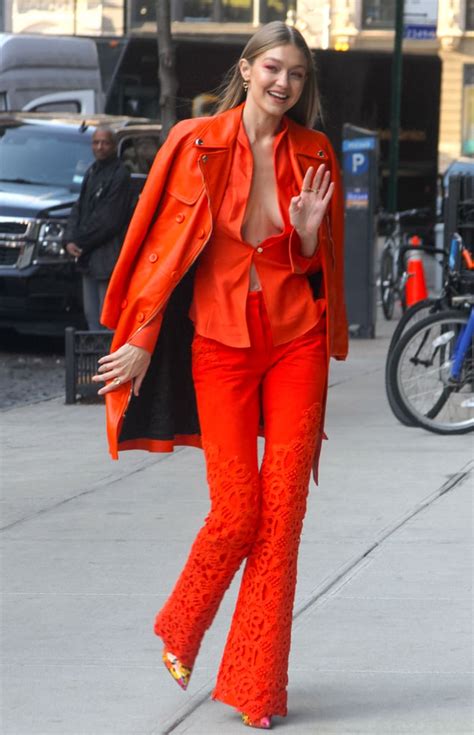 Gigi Hadids Orange Suit 2018 Popsugar Fashion Uk