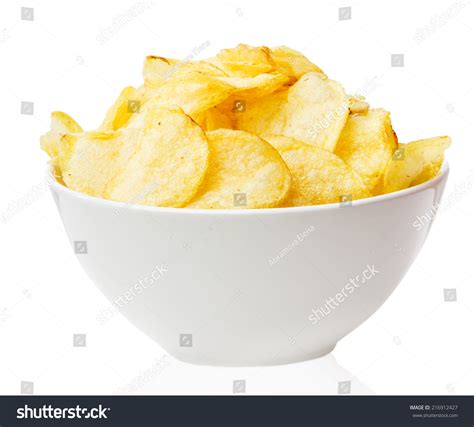 Potato Chips Bowl Isolated On White Stock Photo 216912427 Shutterstock
