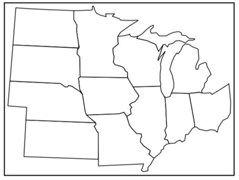 Blank Midwestern States Map