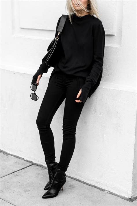 Total Black Look Fashion Minimalist Fashion Women All Black Outfit