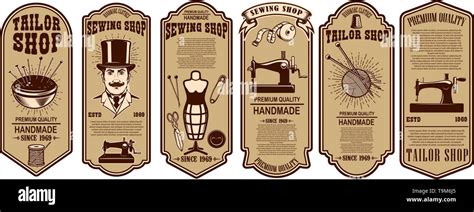 Set Of Sewing Shop Label Templates Design Element For Logo Label