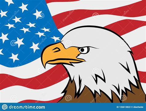 Bald Eagle With American Flag Stock Vector Illustration Of Head Bird
