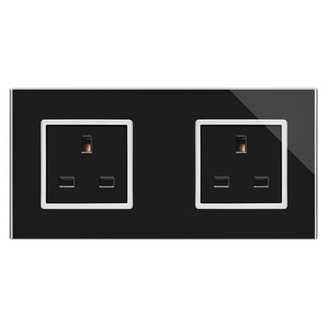 Crystal Ct 13a Dual Double Plug Socket Black Retrotouch Designer