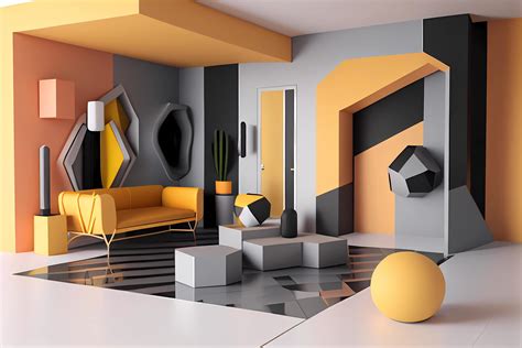 3d Room Interior Design With Geometric Shapes Generative Ai 22037263