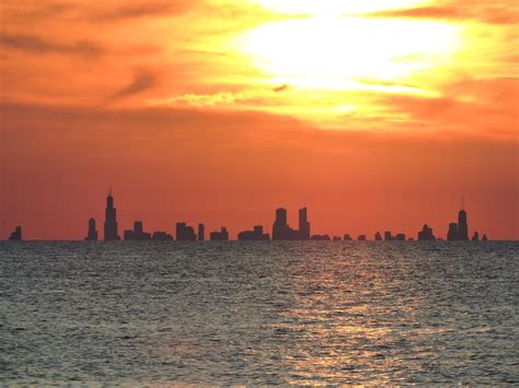 Chicago Sunset From Indiana Dunes State Park Chesterton Indiana