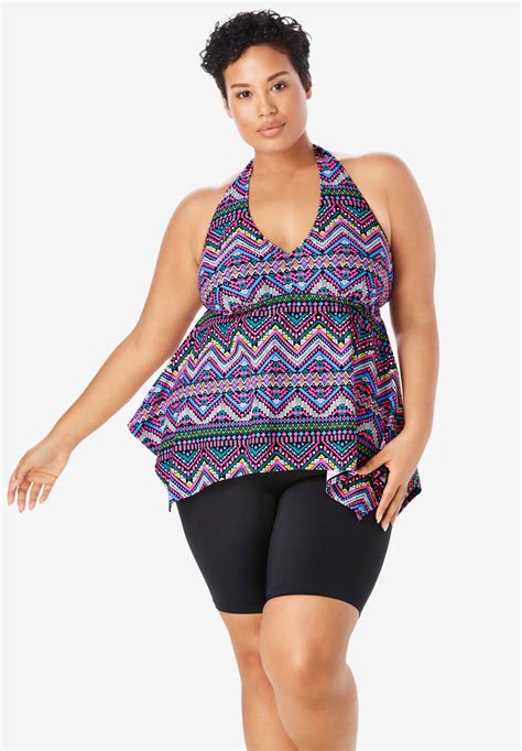 Flared Tankini Top With Bust Support Plus Size Swimwear Fullbeauty
