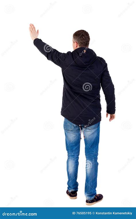 Back View Of Beautiful Man Welcomes Stock Image Image Of Waving